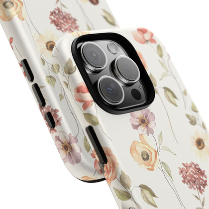 Floral Phone Case, Cute Flower Cover, Botanical Tough Case, Protective Smartphone Shell, Chic Floral Design, Trendy iPhone Case