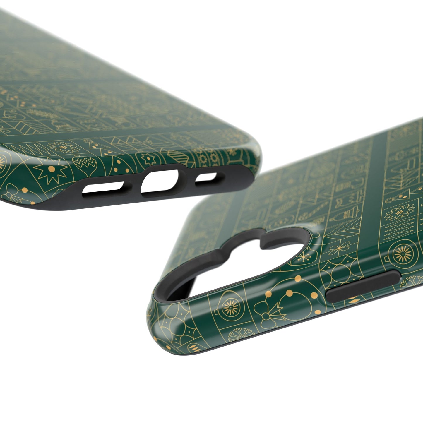 Magnetic Impact-Resistant Phone Case — Dark Green Geometric Pattern