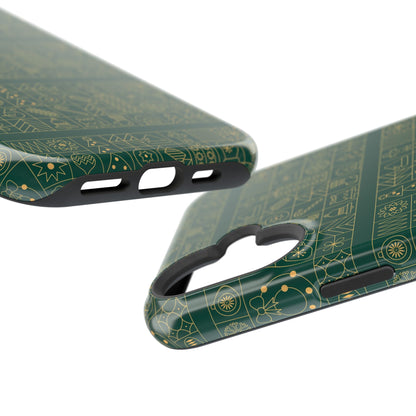 Magnetic Impact-Resistant Phone Case — Dark Green Geometric Pattern