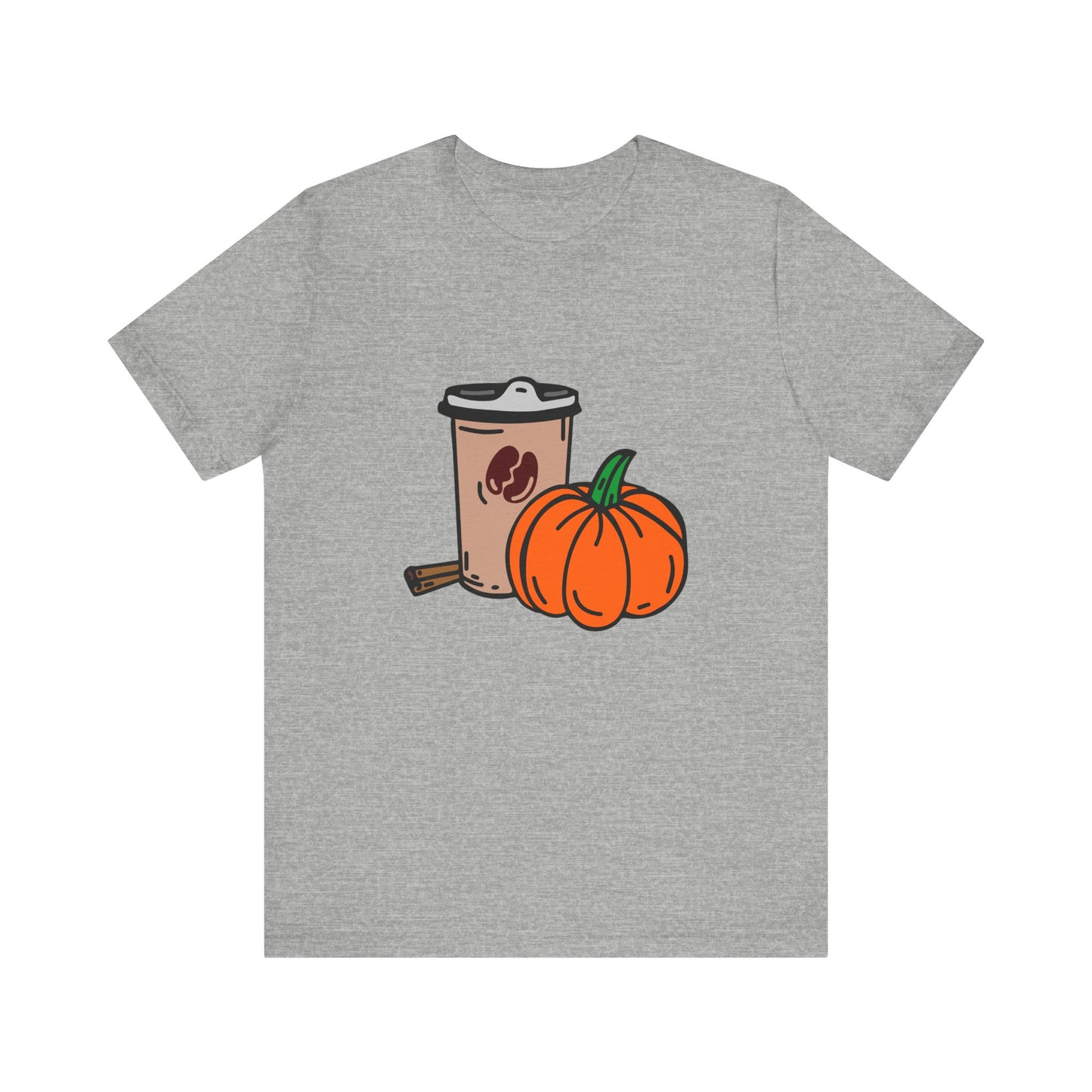 Fall Vibes Pumpkin Coffee Tee, Autumn Pumpkin Shirt, Cozy Casual Tee, Thanksgiving Gift, Unisex Fall Apparel - MaisonThreadory