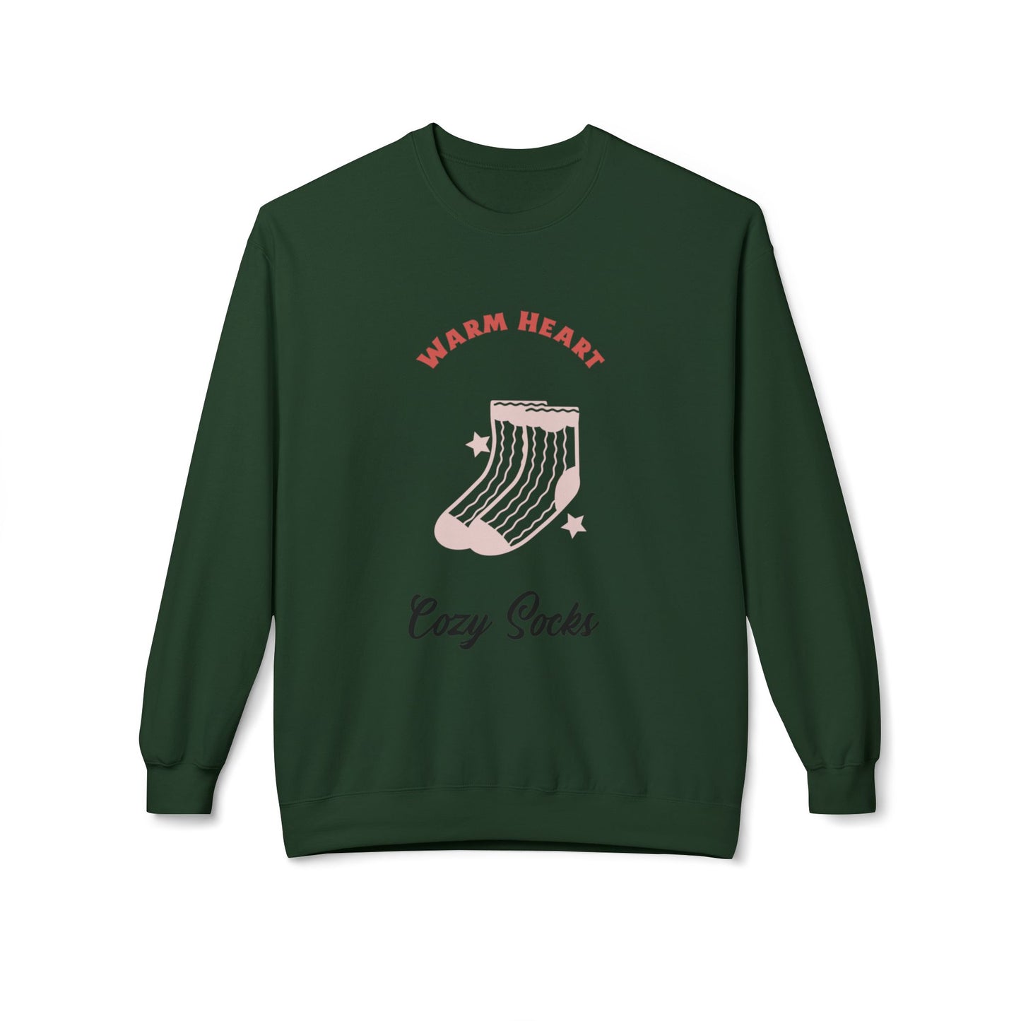 Warm Heart Cozy Socks Sweatshirt | Unisex Fleece Crewneck for Gift, Comfort Wear, Cozy Apparel, Holiday Wardrobe, Lounge Wear - MaisonThreadory