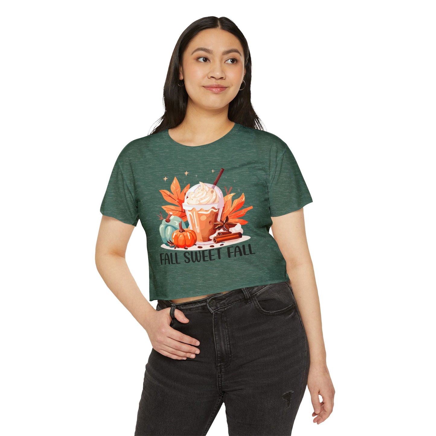 Fall Sweet Fall Crop Top for Women, Autumn T-Shirt, Thanksgiving Outfit, Festival Apparel, Casual Wear - MaisonThreadory