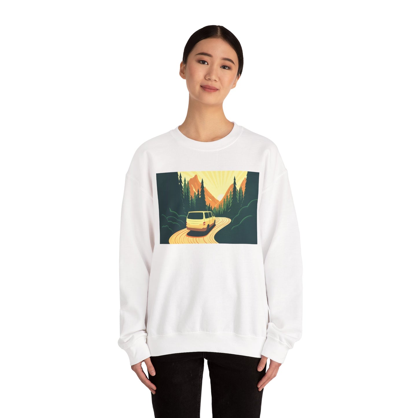 Nature Road Trip Crewneck Sweatshirt - Vintage Van Design, Unisex Pullover, Adventure Apparel, Great Outdoors Gift, Fall Fashion - MaisonThreadory