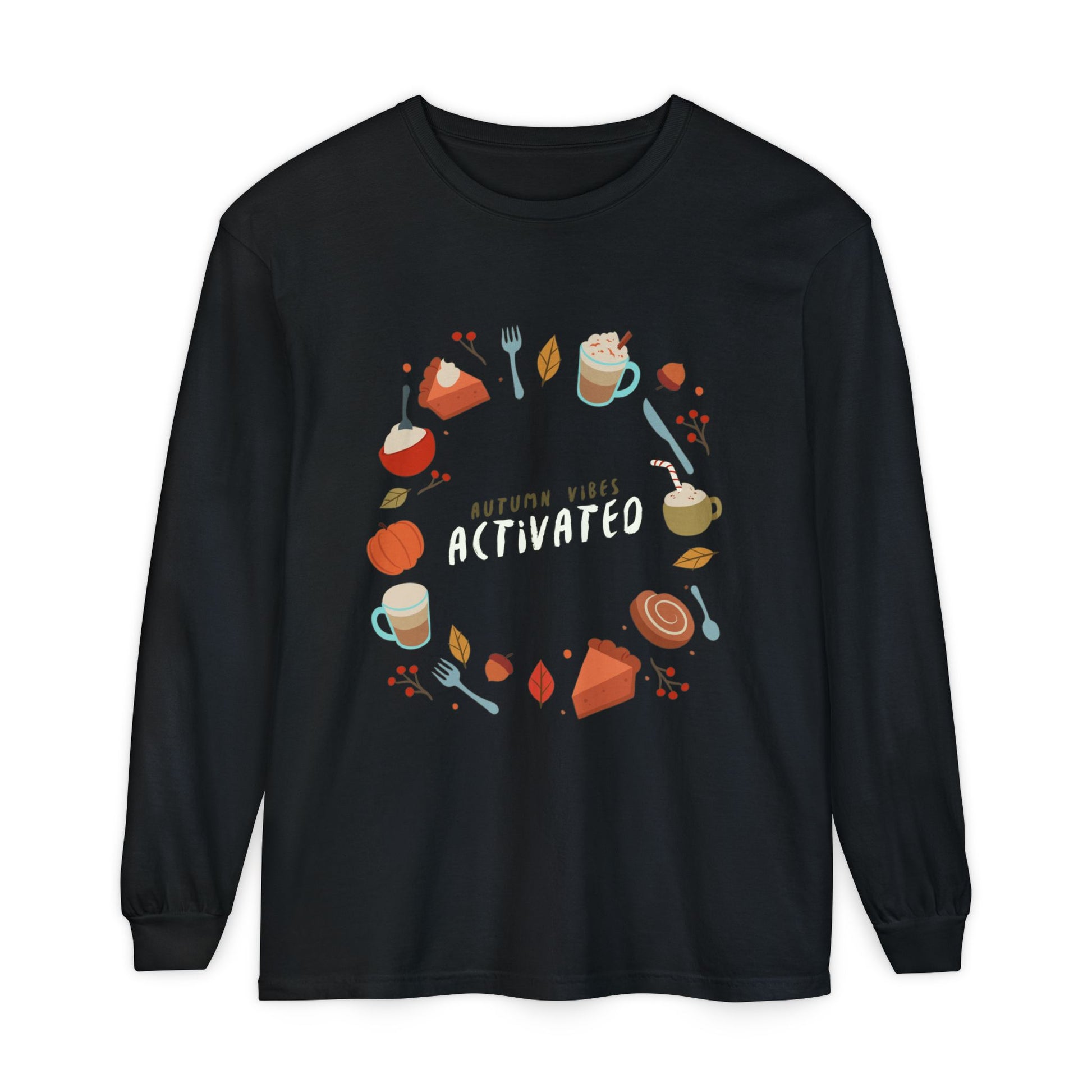 Autumn Vibes Long Sleeve T-Shirt, Cozy Fall Shirt, Unisex Fall Apparel, Thanksgiving Gift, Seasonal Fashion - MaisonThreadory