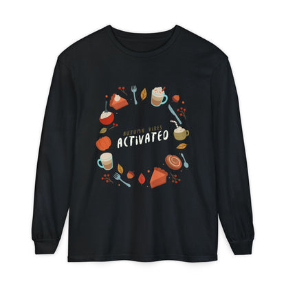 Autumn Vibes Long Sleeve T-Shirt, Cozy Fall Shirt, Unisex Fall Apparel, Thanksgiving Gift, Seasonal Fashion - MaisonThreadory