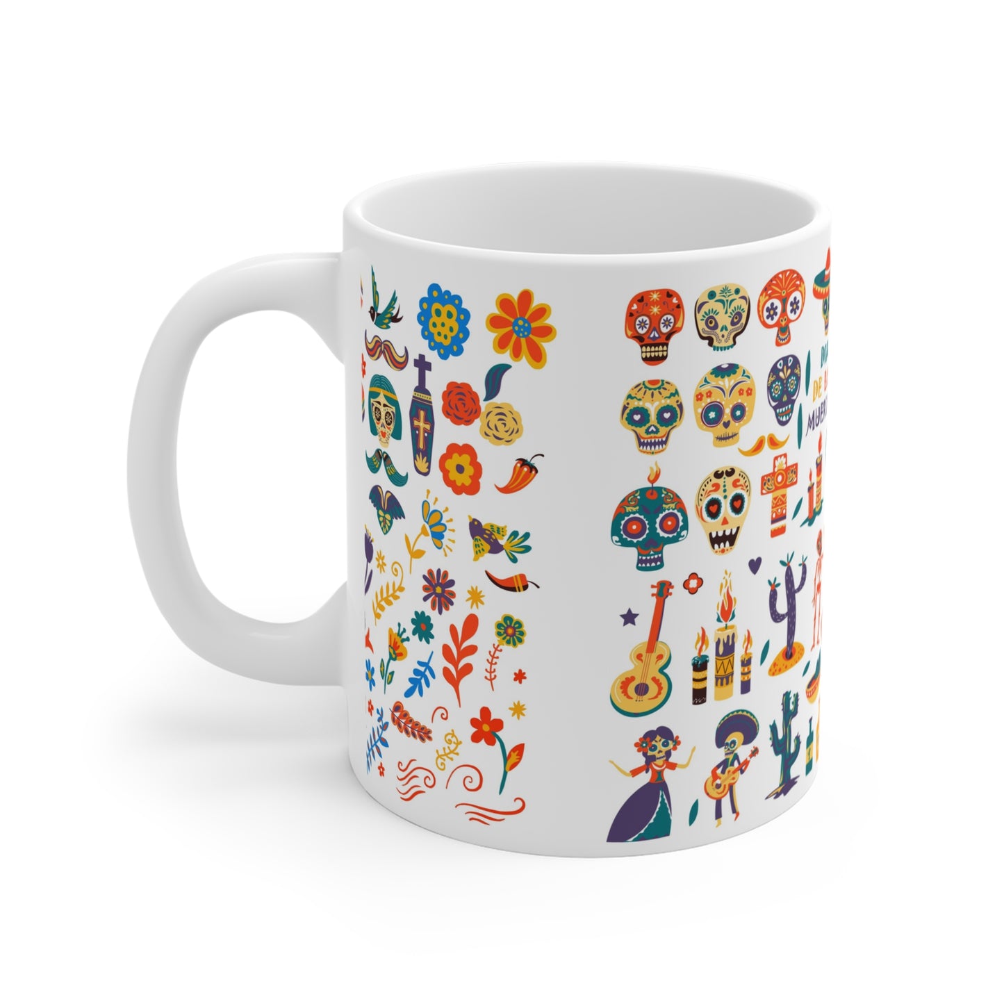 Day of the Dead Mug, Dia de los Muertos Coffee Cup, Halloween Skull Tea Mug, Gothic Kitchen Decor, Sugar Skull Drinkware, Mexican Folklore