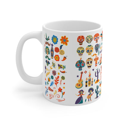 Day of the Dead Mug, Dia de los Muertos Coffee Cup, Halloween Skull Tea Mug, Gothic Kitchen Decor, Sugar Skull Drinkware, Mexican Folklore