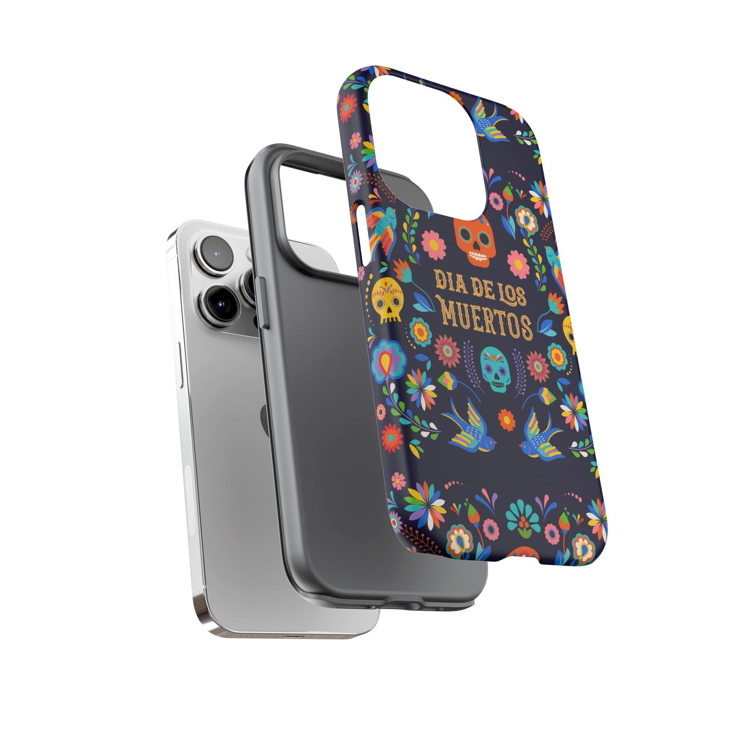 Colorful Dia de los Muertos Phone Case, Skull Design, Floral Phone Cover, Sugar Skull Accessories, Day of the Dead Gift