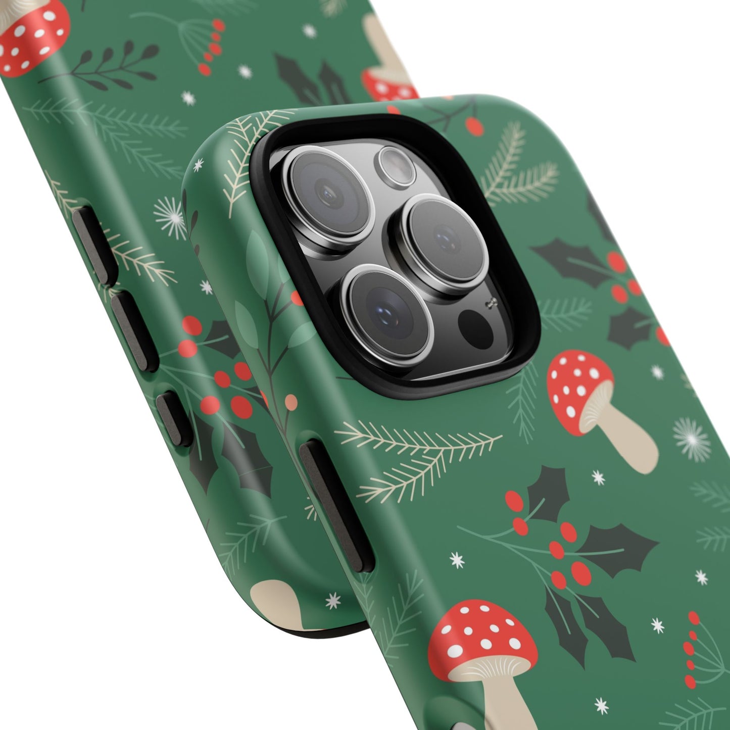 Festive Mushroom Phone Case, Colorful Holiday Case, Christmas Gift, Winter Vibes, Eco-Friendly Phone Cover
