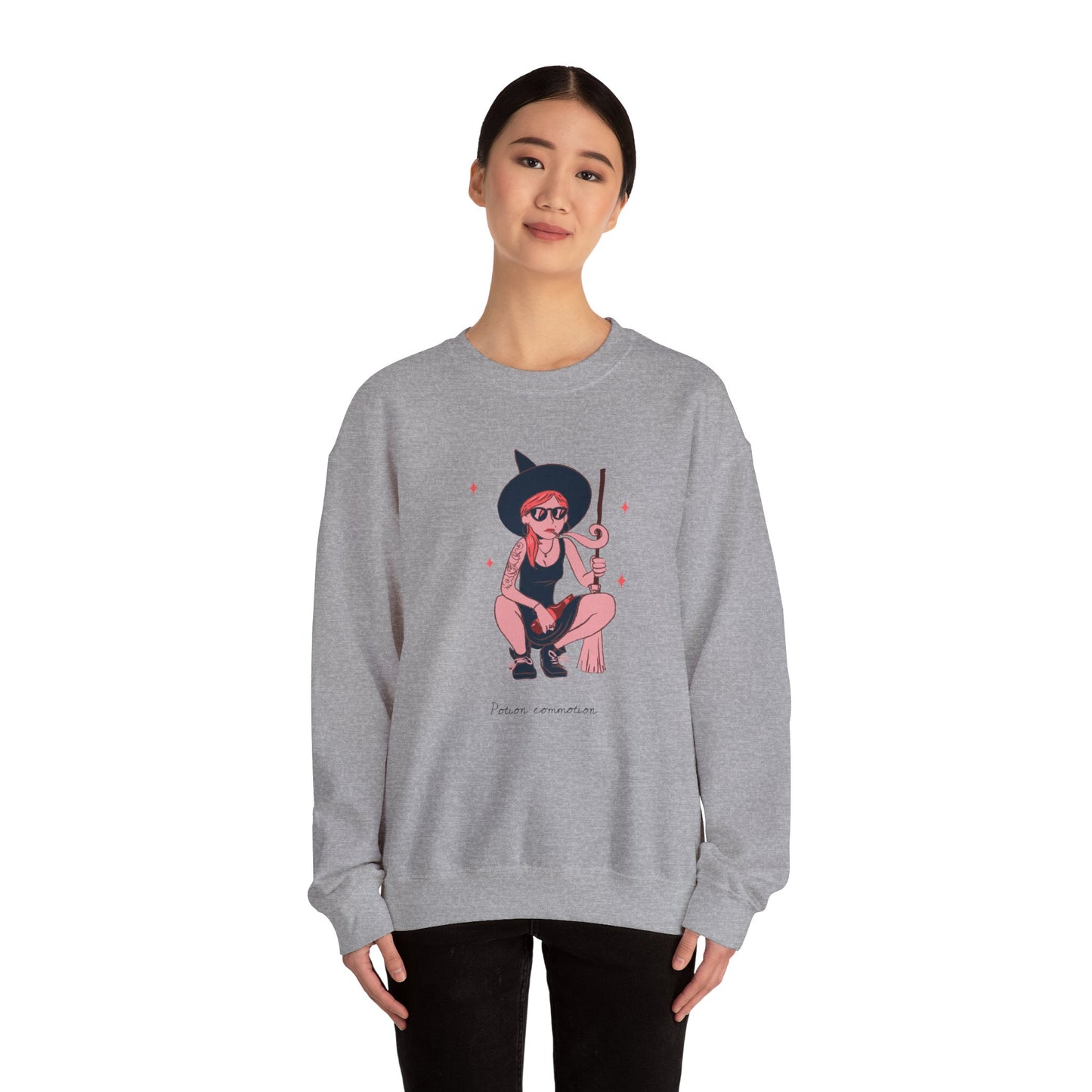 Witchy Vibes Crewneck Sweatshirt, Cozy Fashion, Unisex Sweatshirt, Gift for Her, Casual Wear, Halloween Apparel - MaisonThreadory