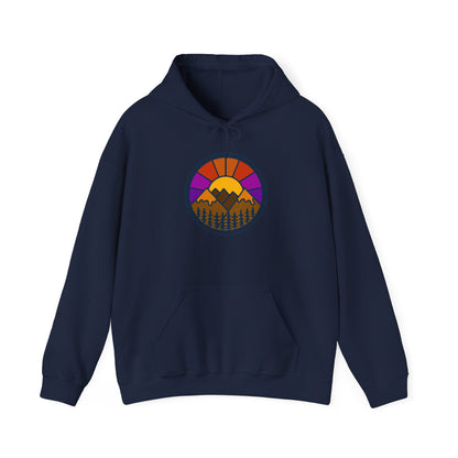 Sunset Mountains Hooded Sweatshirt | Unisex Heavy Blend | Cozy Sweatshirt for Nature Lovers | Perfect Gift for Outdoor Enthusiasts, [...] - MaisonThreadory