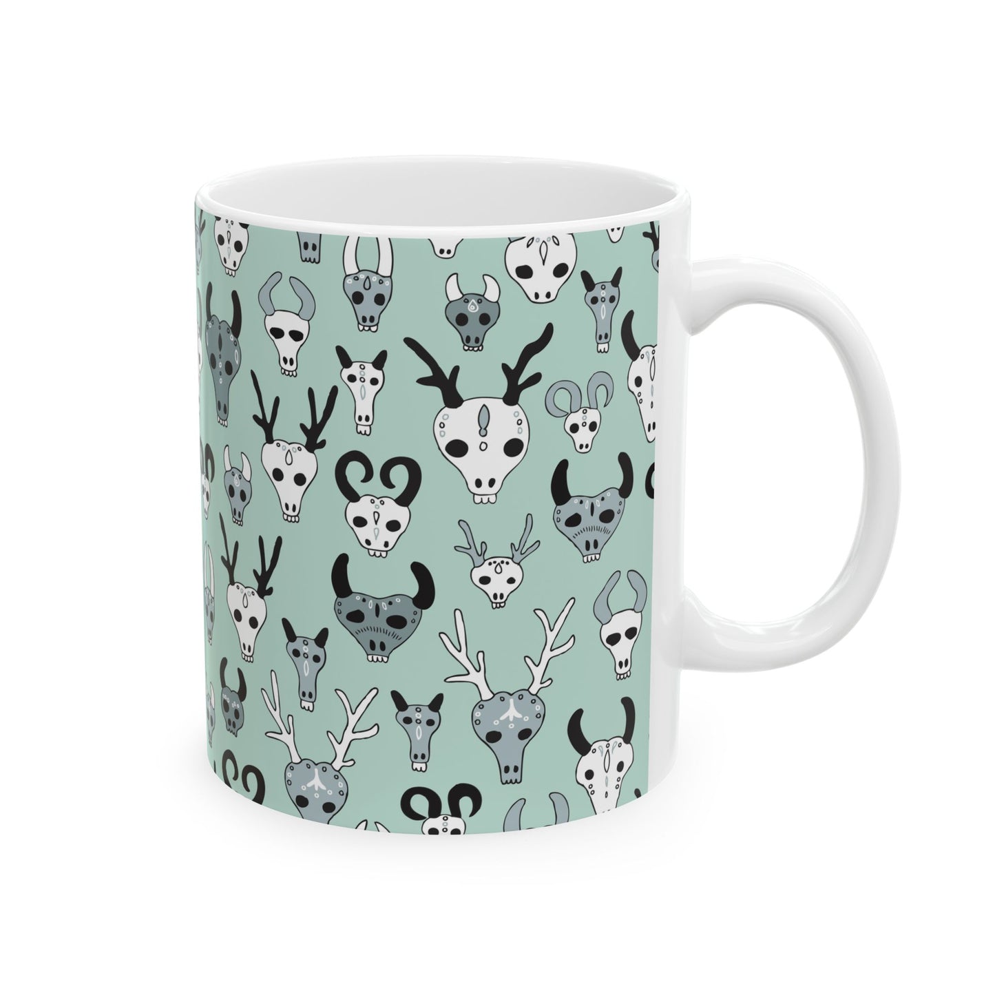 Unique Skull Pattern Ceramic Mug | Perfect Gift for Halloween, Home Decor, Coffee Lovers, or as a Quirky Present - MaisonThreadory