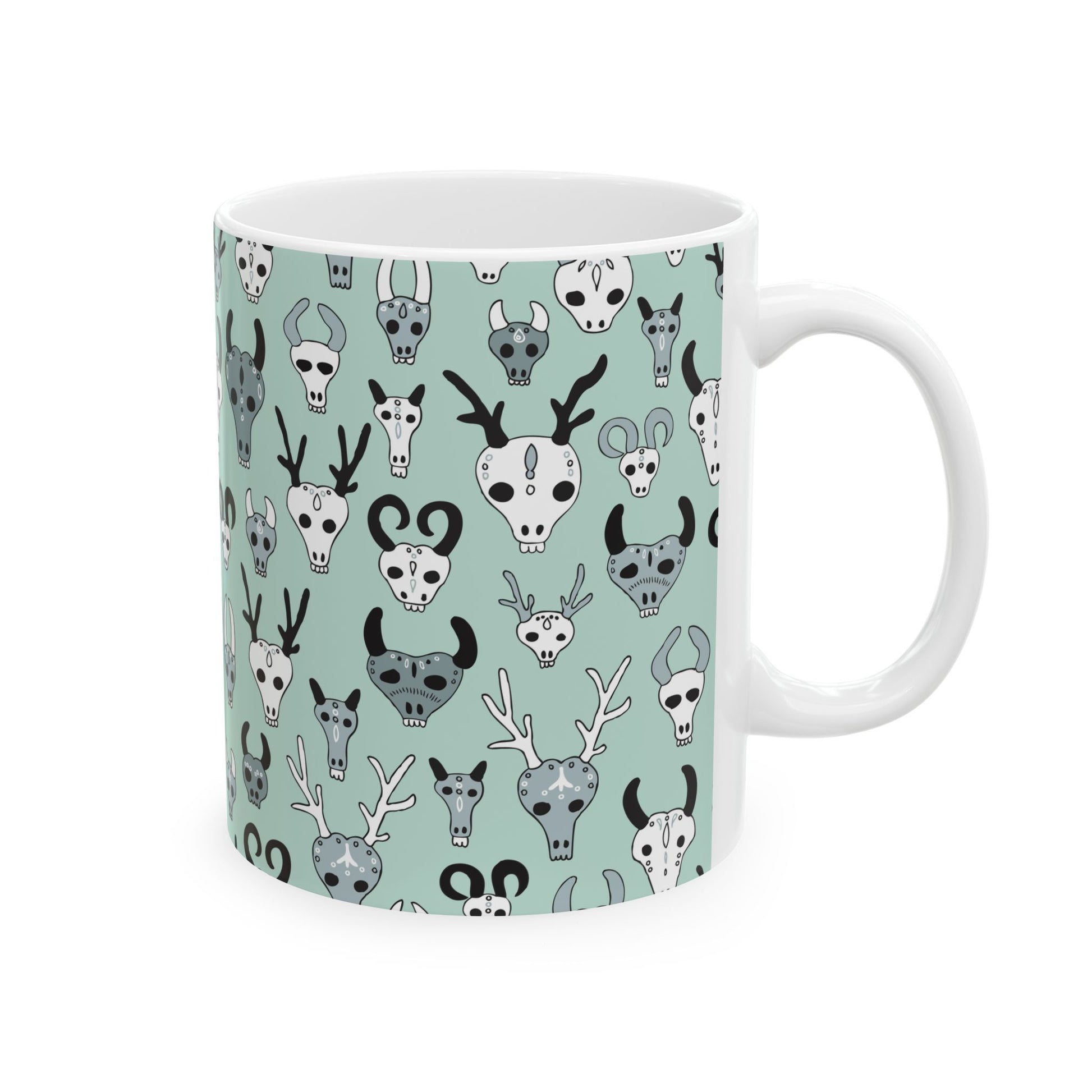 Unique Skull Pattern Ceramic Mug | Perfect Gift for Halloween, Home Decor, Coffee Lovers, or as a Quirky Present - MaisonThreadory