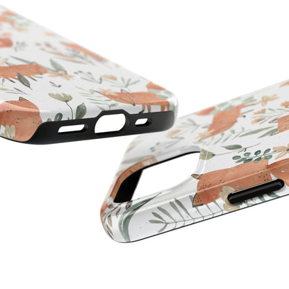 Floral Fox Phone Case, Tough Phone Cases for Nature Lovers, Cute Animal Phone Cover, Gift for Friends, Wildflower Design
