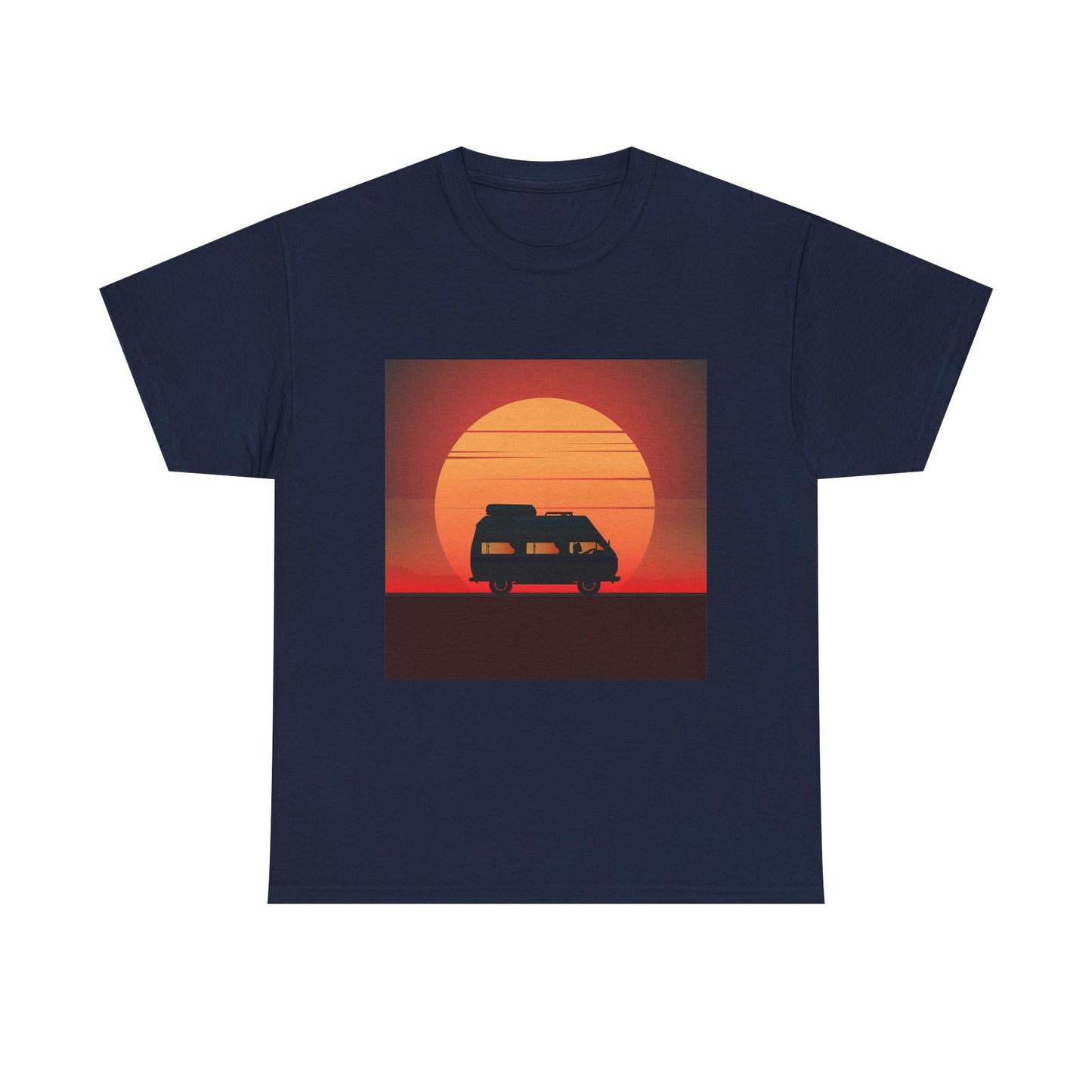 Retro Sunset Adventure Unisex Heavy Cotton Tee, Vintage Car T-Shirt, Sunset Vibe Shirt, Summer Casual Wear, Road Trip Gift, Outdoor [...] - MaisonThreadory