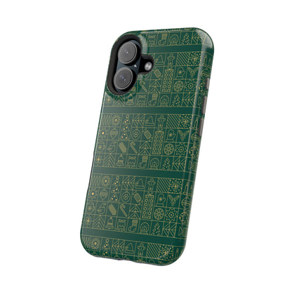 Magnetic Impact-Resistant Phone Case — Dark Green Geometric Pattern