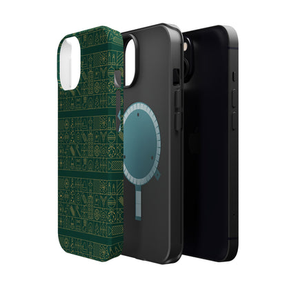 Magnetic Impact-Resistant Phone Case — Dark Green Geometric Pattern