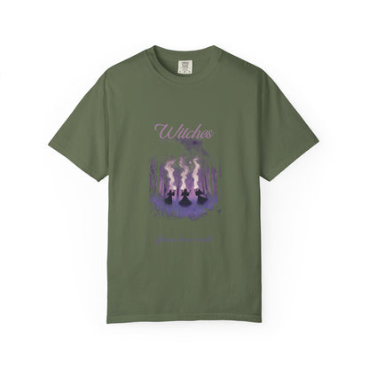 Witches Garment-Dyed T-Shirt | Mystical Apparel for Halloween, Witchy Vibes, Unique Gift, Casual Wear - MaisonThreadory