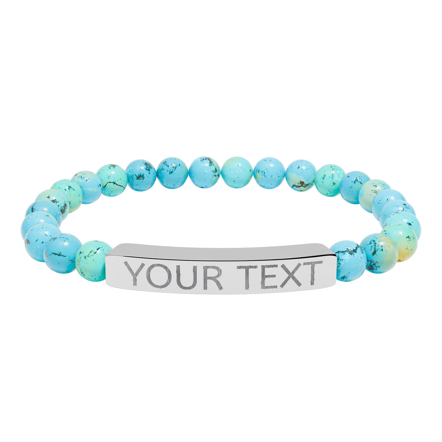 Engravable Natural Stone Stretch Bar Bracelet — Personalized Beaded Bracelet