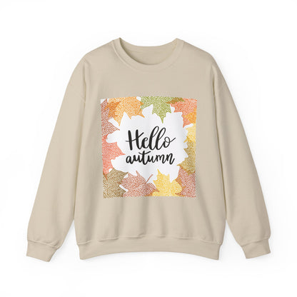 Autumn Vibes Crewneck Sweatshirt, Comfortable Fall Apparel, Unisex Sweater for Cozy Days, Perfect Gift for Fall Lovers, Hello Autumn Design