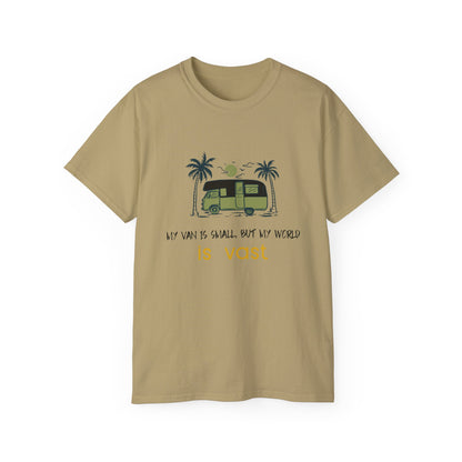 Vast World Van Tee, Travel T-Shirt, Adventure Tee, Camping Gift, Road Trip Shirt, Nature Lover Apparel - MaisonThreadory
