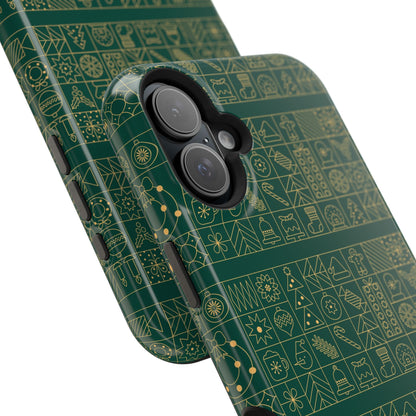 Magnetic Impact-Resistant Phone Case — Dark Green Geometric Pattern
