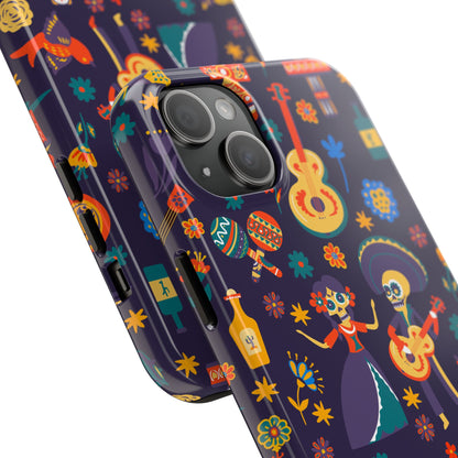 Colorful Dia de los Muertos Phone Case, Tough Case for Halloween, Gift for Music Lovers, Floral Phone Cover, Sugar Skull Art