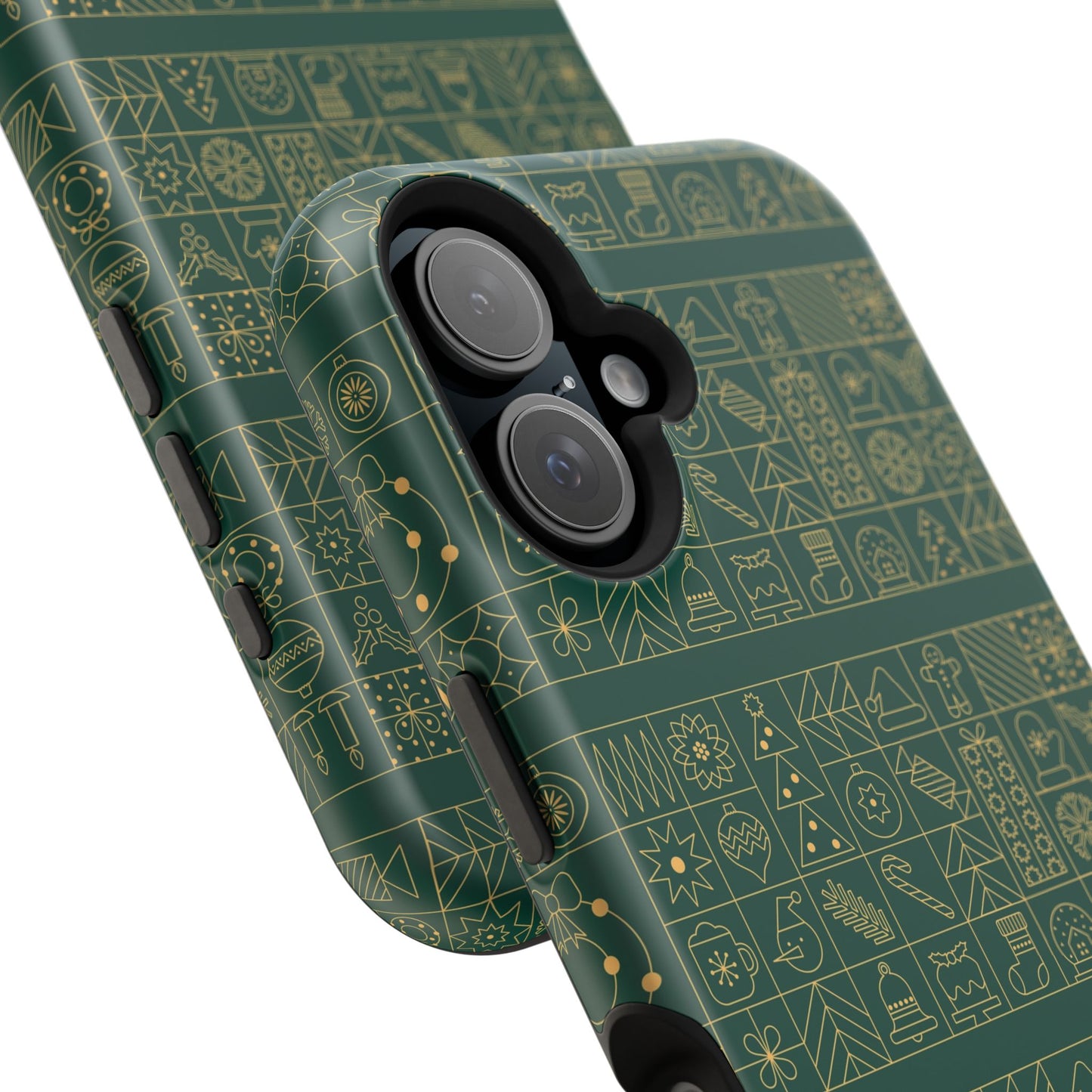 Magnetic Impact-Resistant Phone Case — Dark Green Geometric Pattern