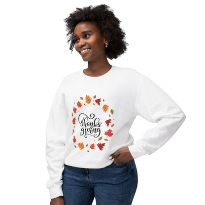 Thanksgiving Lightweight Crewneck Sweatshirt, Cozy Fall Apparel, Autumn Fashion, Gift for Her, Seasonal Style - MaisonThreadory