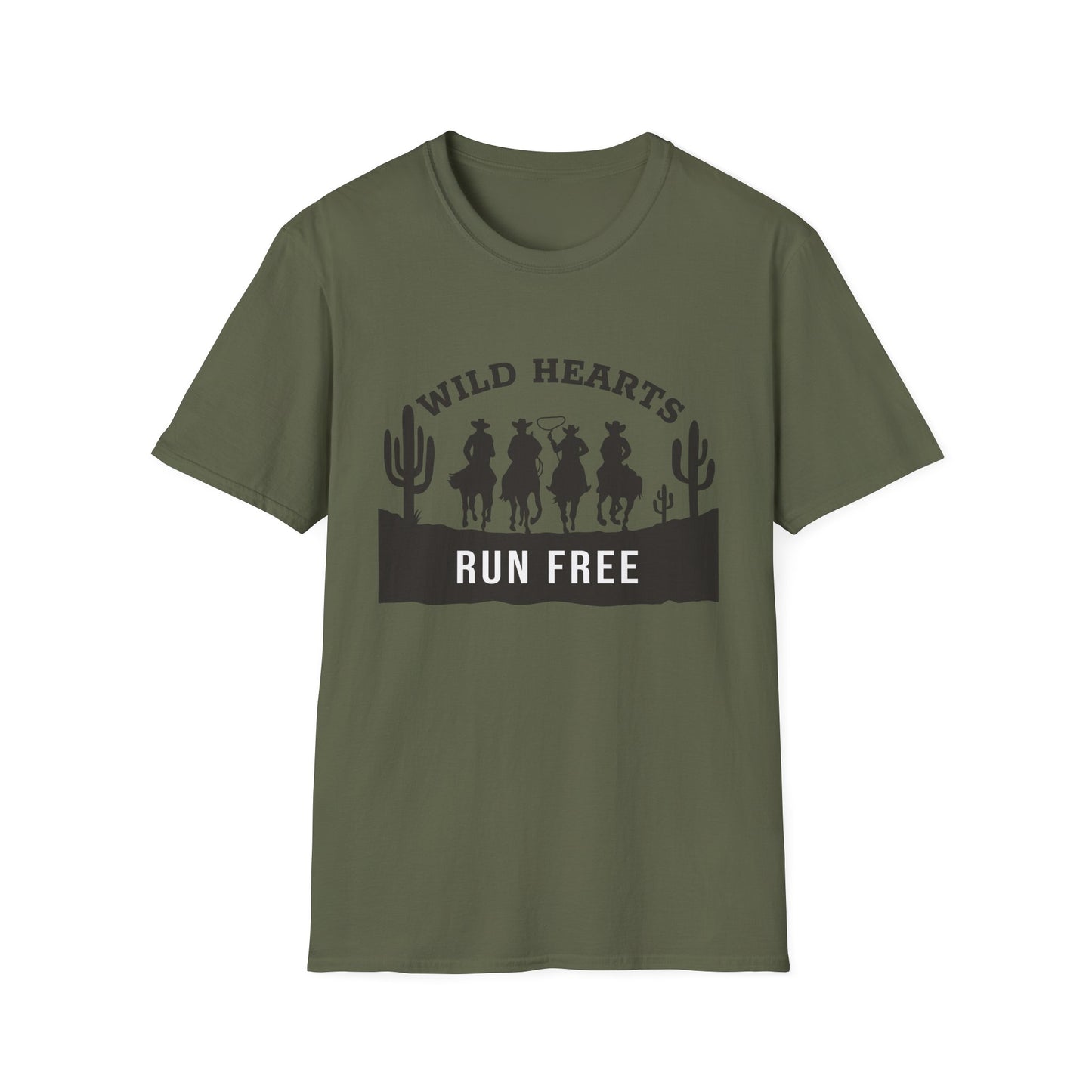 Wild Hearts Run Free T‑Shirt — Western Cowboy Rodeo Graphic Tee