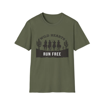 Wild Hearts Run Free T‑Shirt — Western Cowboy Rodeo Graphic Tee