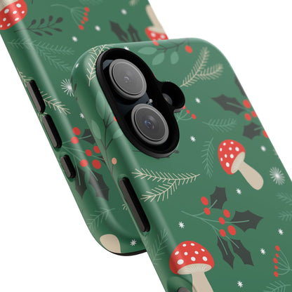 Festive Mushroom Phone Case, Colorful Holiday Case, Christmas Gift, Winter Vibes, Eco-Friendly Phone Cover