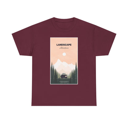 Adventure Landscape Unisex Heavy Cotton Tee, Nature T-Shirt, Casual Outdoors Shirt, Hiking Gift, Travel Apparel - MaisonThreadory