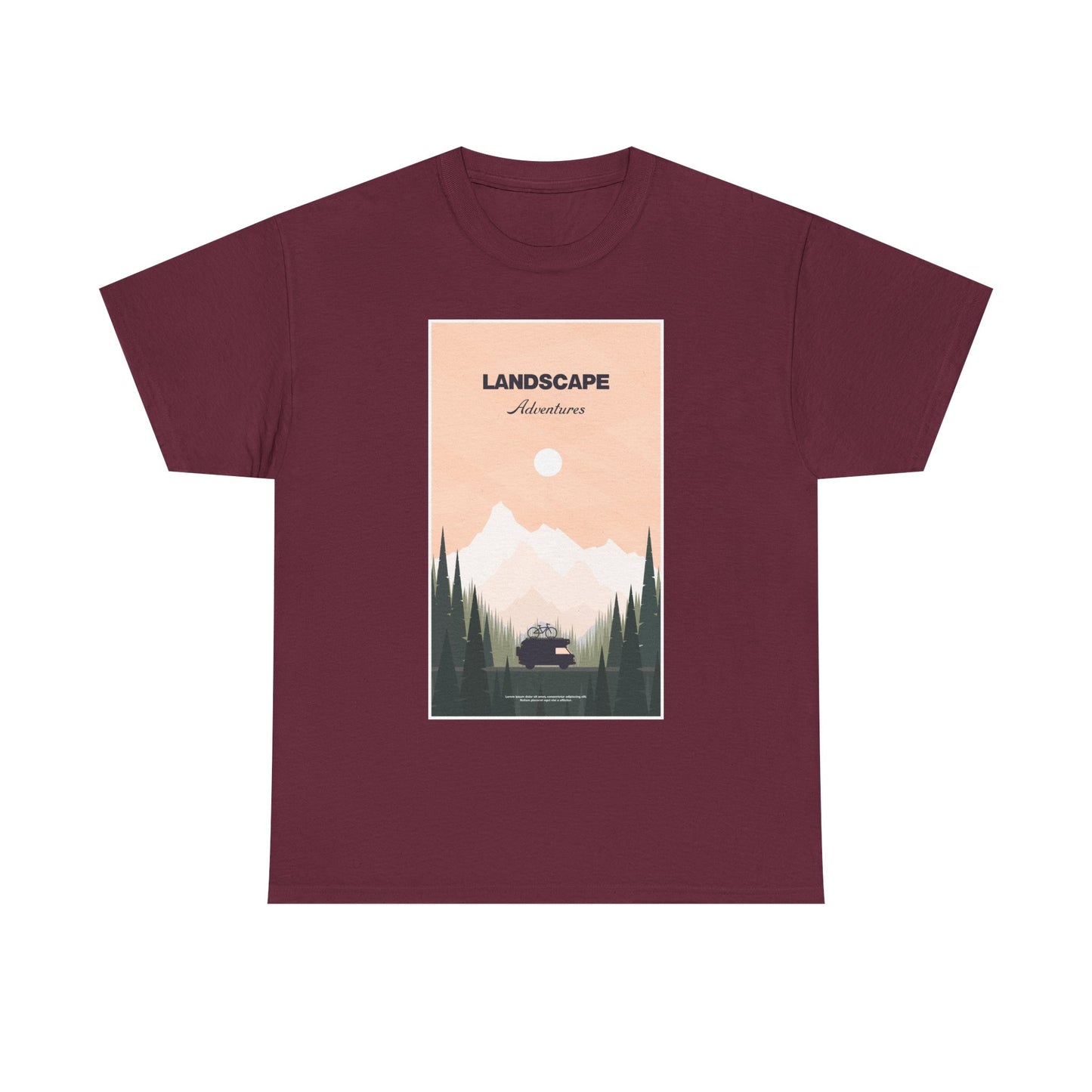 Adventure Landscape Unisex Heavy Cotton Tee, Nature T-Shirt, Casual Outdoors Shirt, Hiking Gift, Travel Apparel - MaisonThreadory