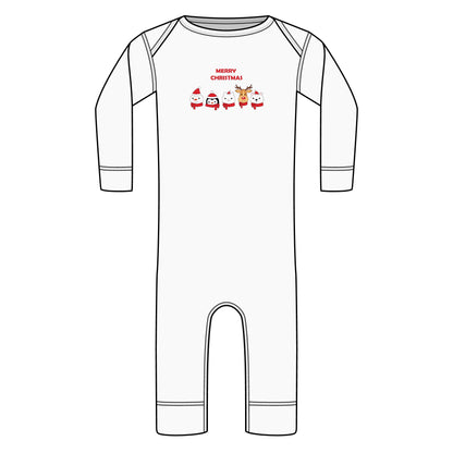 Infant Christmas Bodysuit - 'Merry Christmas' Cute Santa & Reindeer Long Sleeve Romper