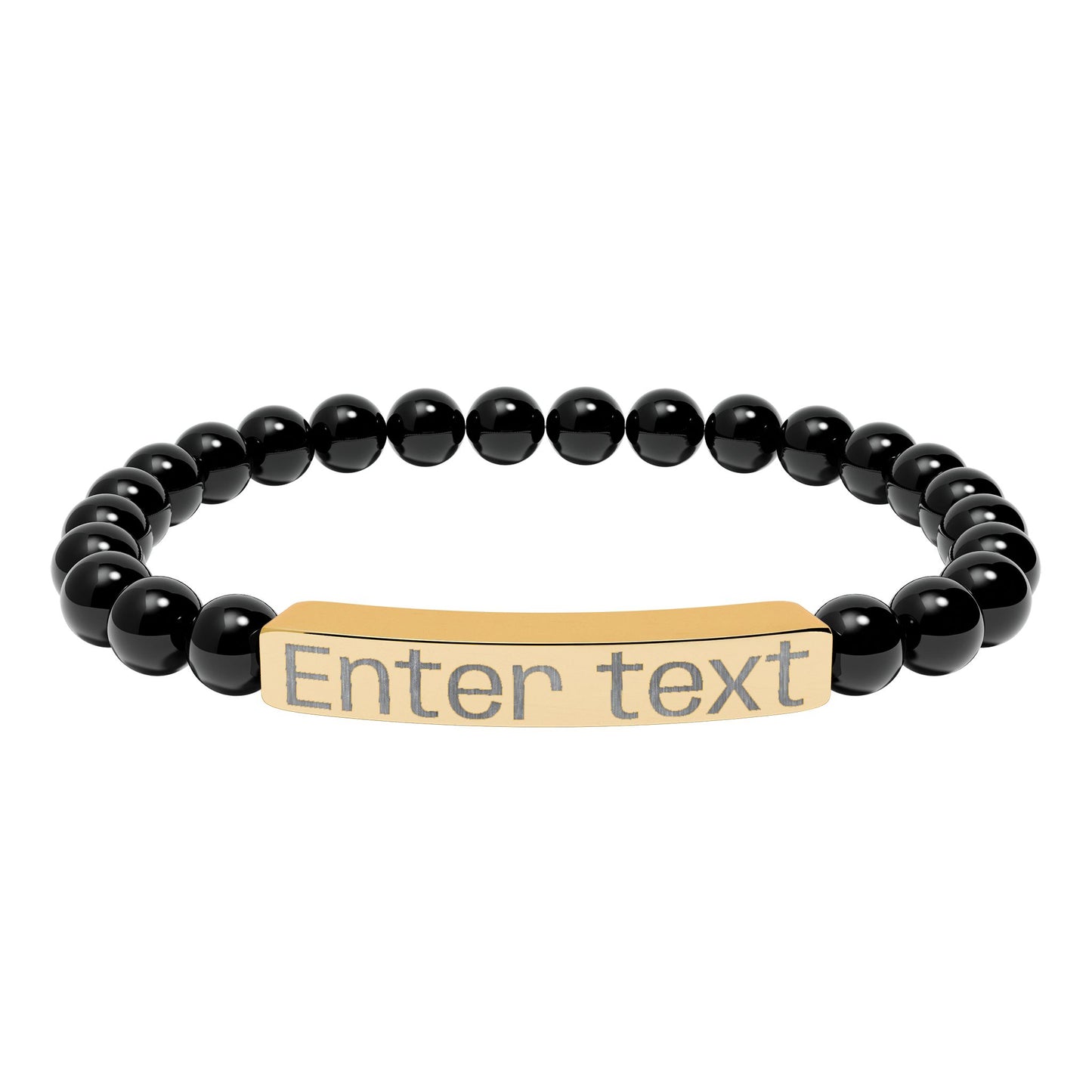 Engravable Natural Stone Bead Bracelet — Personalized Bar Bracelet