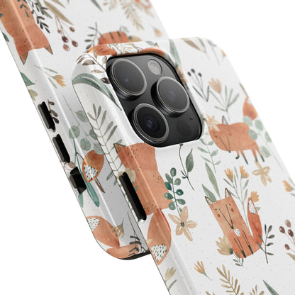 Floral Fox Phone Case, Tough Phone Cases for Nature Lovers, Cute Animal Phone Cover, Gift for Friends, Wildflower Design
