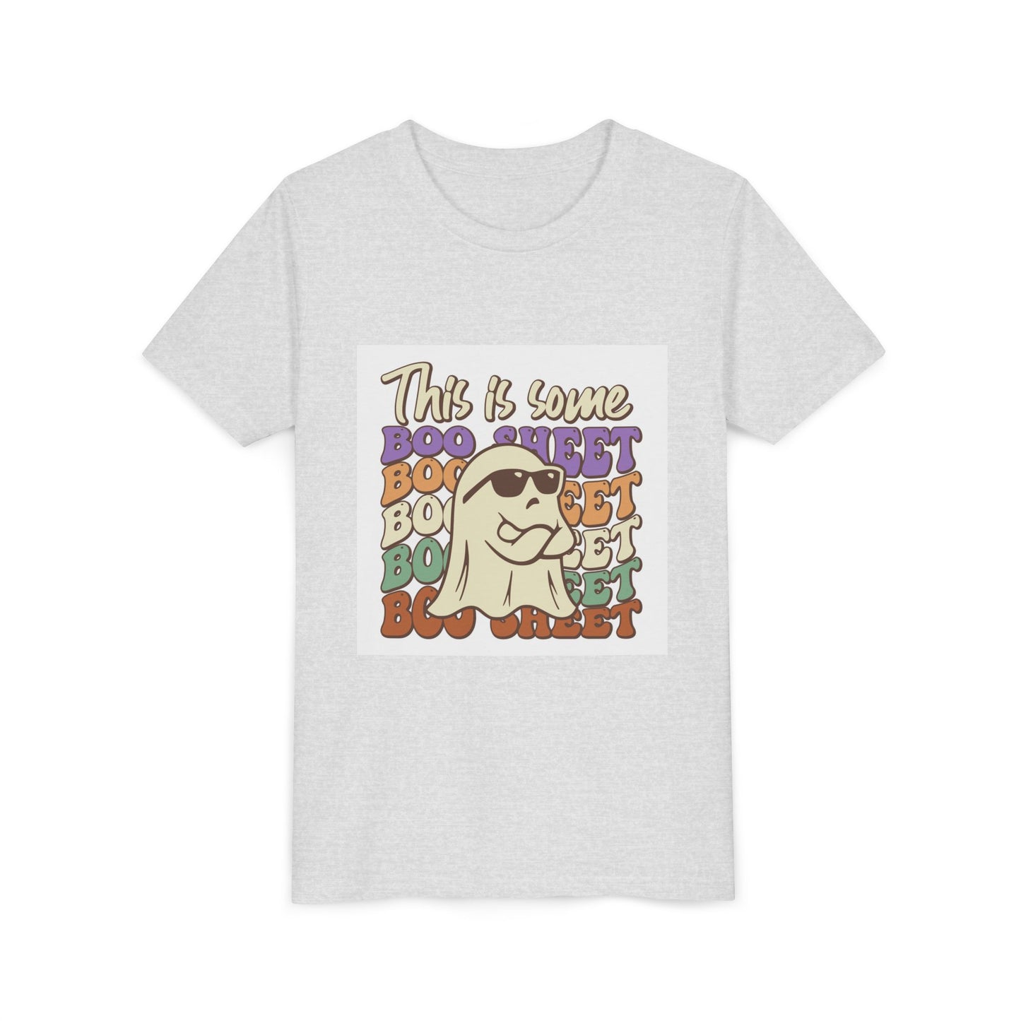 Youth Short Sleeve Tee with Fun Boo Sheet Design, Cool Summer Top, Humorous Kids Apparel, Gift for Halloween, Casual Wear, Playful T-Shirt - MaisonThreadory