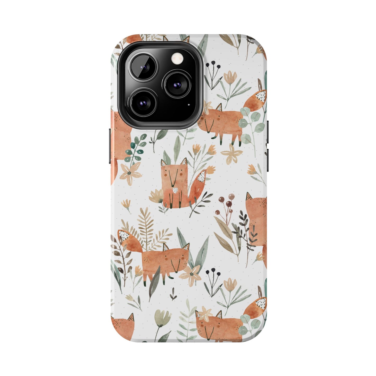 Floral Fox Phone Case, Tough Phone Cases for Nature Lovers, Cute Animal Phone Cover, Gift for Friends, Wildflower Design