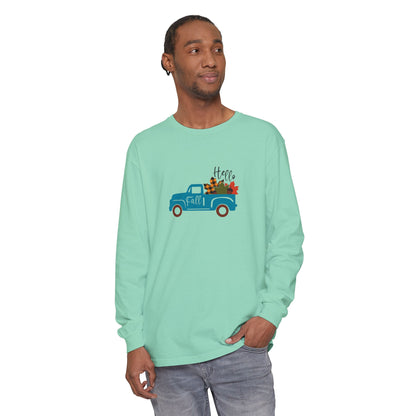 Hello Fall Long Sleeve T-Shirt, Unisex Seasonal Tee, Cozy Autumn Apparel, Thanksgiving Gift, Cute Outdoor Shirt - MaisonThreadory