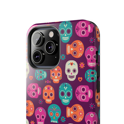 Colorful Skull Phone Case, Tough Cases for Halloween, Unique Phone Cover, Day of the Dead, Fun and Durable Accessories
