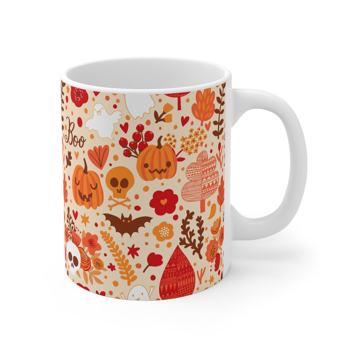 Autumn Pumpkin Floral Mug - Cozy Fall Drinkware for Halloween, Thanksgiving, Gift for Friends & Family, Seasonal Coffee Cup