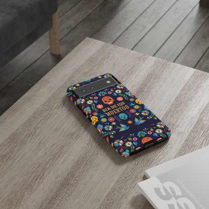 Colorful Dia de los Muertos Phone Case, Skull Design, Floral Phone Cover, Sugar Skull Accessories, Day of the Dead Gift