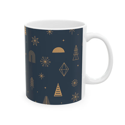 Festive Ceramic Coffee Mug - Holiday Cheer, Winter Decor, Gift for Her, Cozy Beverage, Christmas Mug - MaisonThreadory