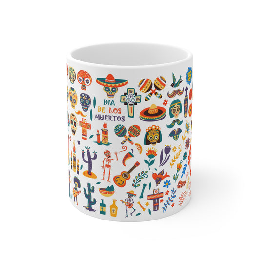 Day of the Dead Mug, Dia de los Muertos Coffee Cup, Halloween Skull Tea Mug, Gothic Kitchen Decor, Sugar Skull Drinkware, Mexican Folklore