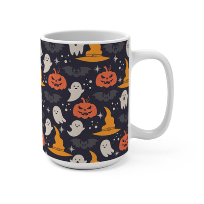 Halloween-Themed 15oz Mug | Spooky Ghosts, Pumpkins & Bats, Perfect for Fall, Halloween Decor, Cozy Drinks, Gift Idea - MaisonThreadory