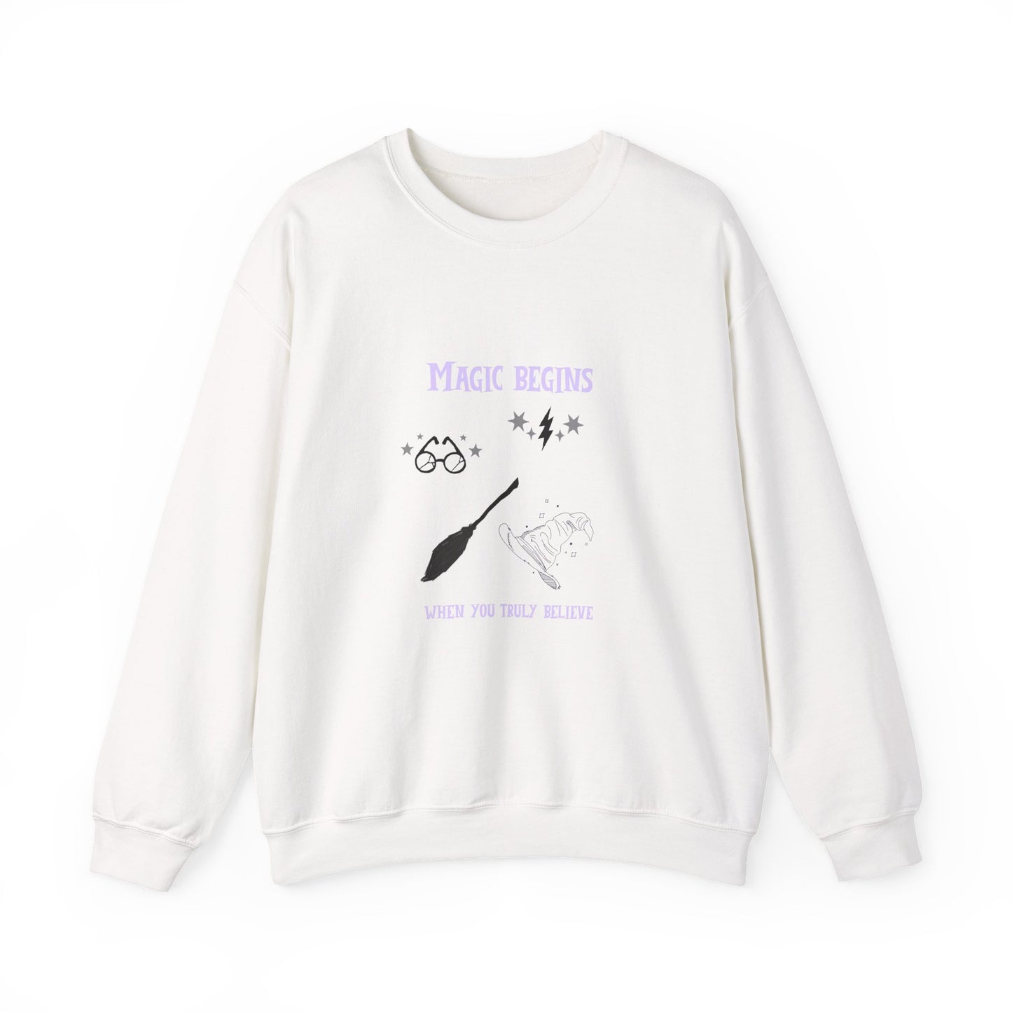 Magic Begins Sweatshirt - Cozy Unisex Crewneck, Perfect for Gifts, Spirituality, Comfort Wear, Casual Everyday Style - MaisonThreadory