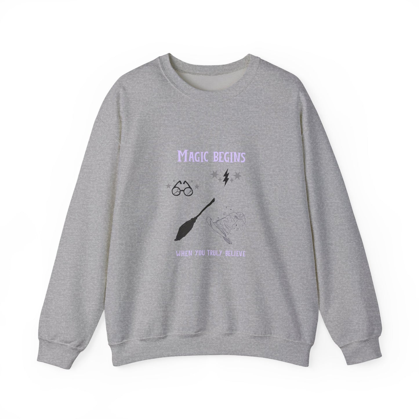 Magic Begins Sweatshirt - Cozy Unisex Crewneck, Perfect for Gifts, Spirituality, Comfort Wear, Casual Everyday Style - MaisonThreadory