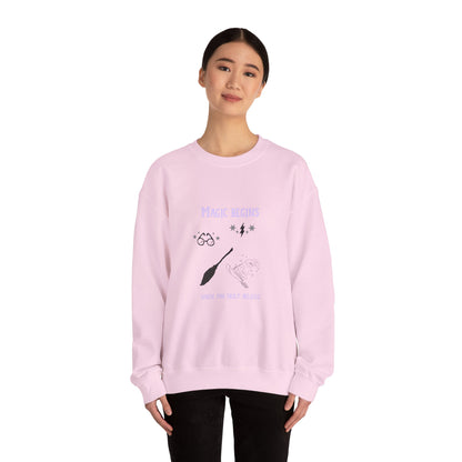 Magic Begins Sweatshirt - Cozy Unisex Crewneck, Perfect for Gifts, Spirituality, Comfort Wear, Casual Everyday Style - MaisonThreadory