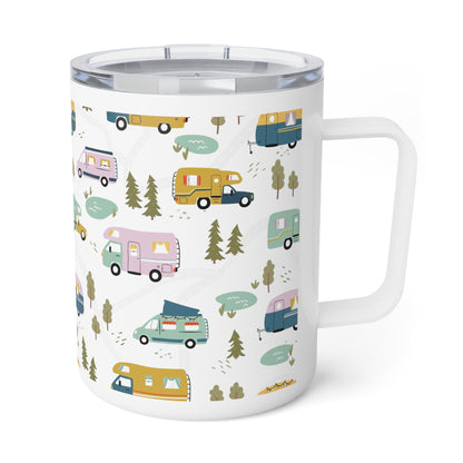 Adventure Awaits Insulated Coffee Mug, Travel Mug, Camper Coffee Cup, Road Trip Gift, Nature Lover's Mug - MaisonThreadory